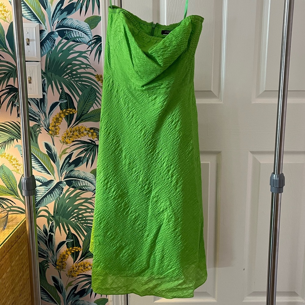 J Crew Womens Sz 4 Green Strapless Seersucker Cocktail Dress Style 82526